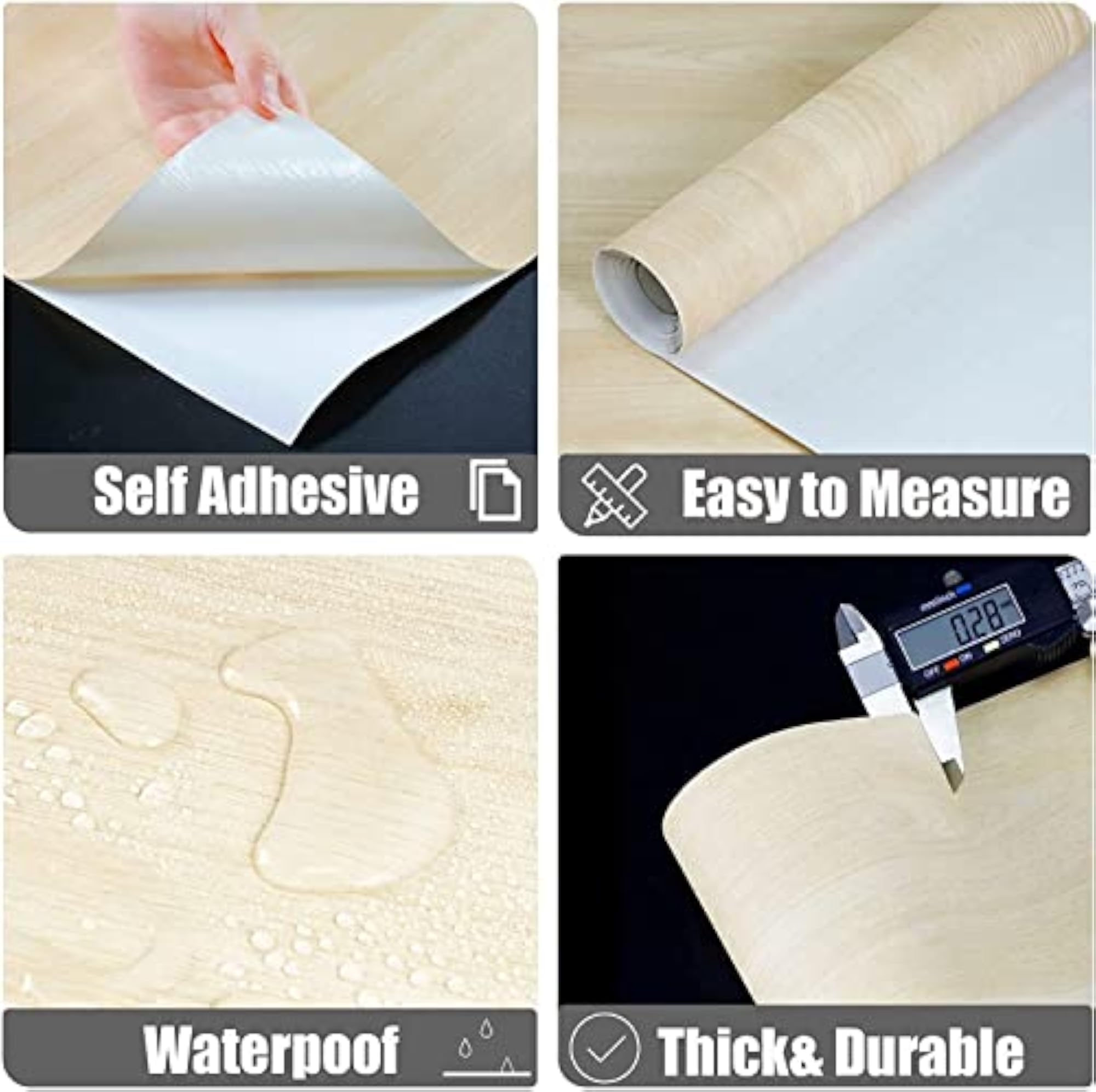 Maple Wood Grain Self Adhesive Waterproof Wallpaper for DIY Projects